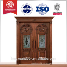 Radio de puerta de madera puerta de entrada de hierro puerta principal diseño de doble puerta